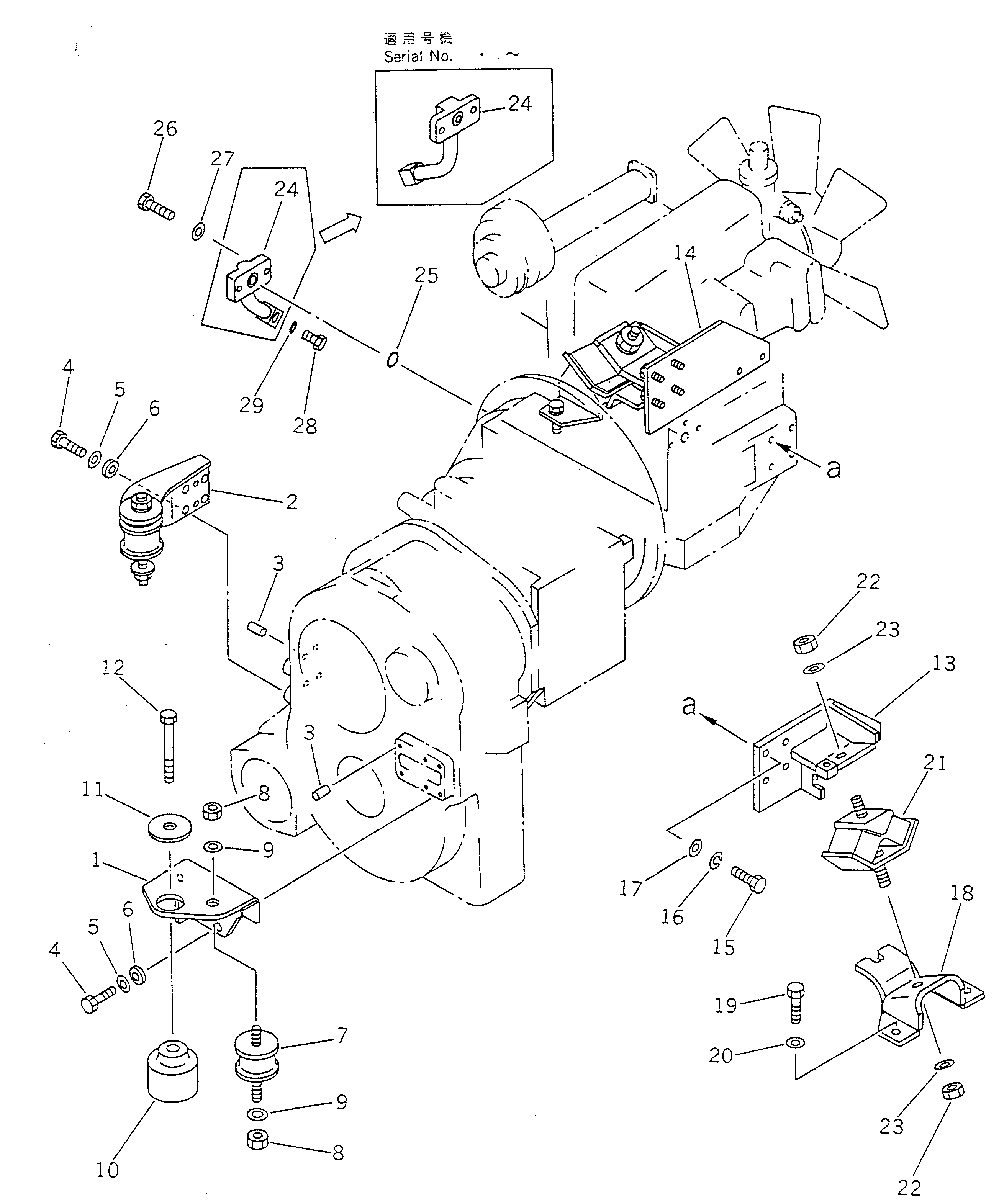 Wheel Loaders Komatsu / WA40-2 S/N 3001-UP(wa40-2c) / ENGINE AND TRANSMISSION MOUNTING PARTS(030010 : 1001)