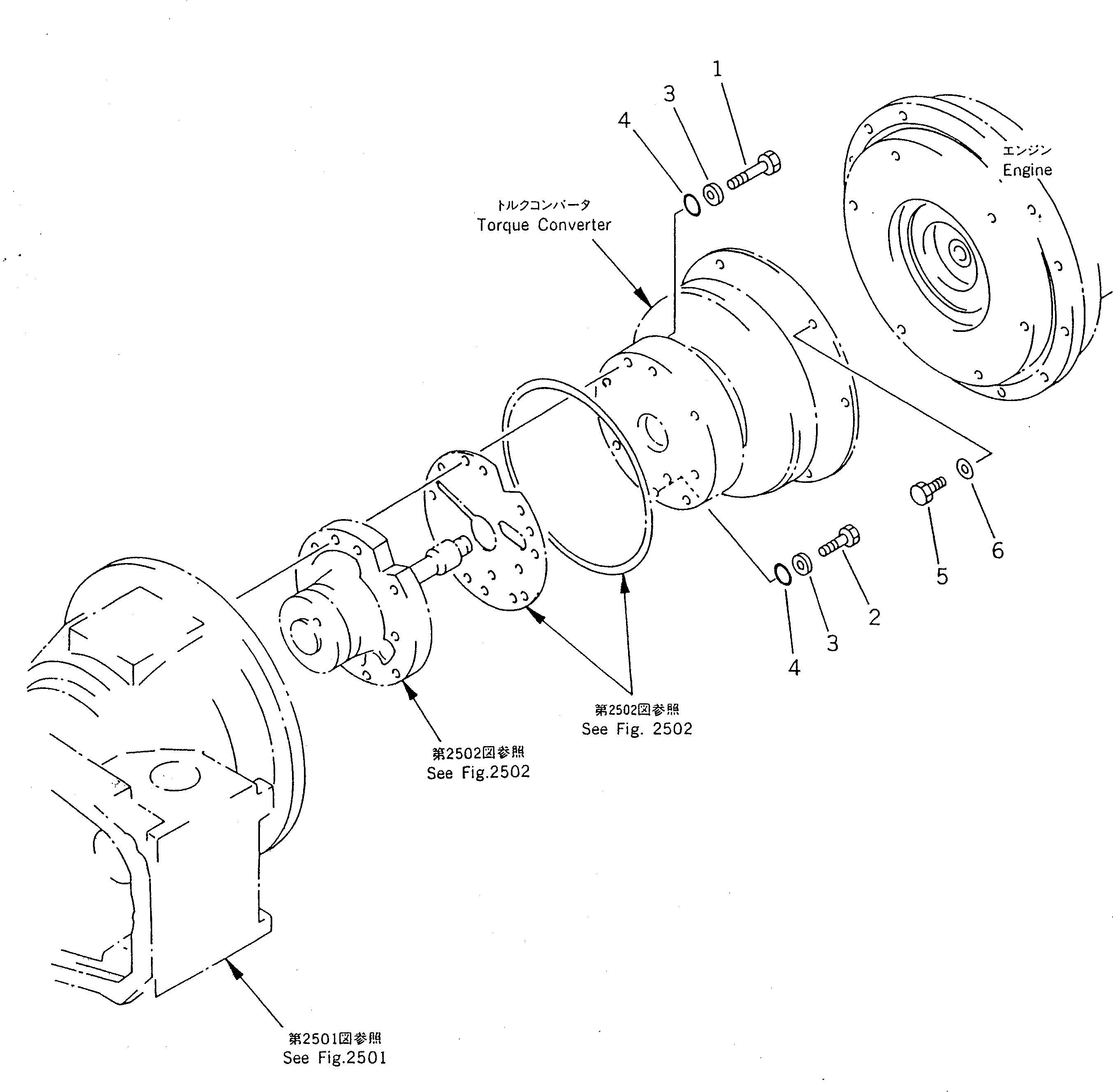 Wheel Loaders Komatsu / WA40-2 S/N 3001-UP(wa40-2c) / TORQUE CONVERTER MOUNTING PARTS(060010 : 2201)