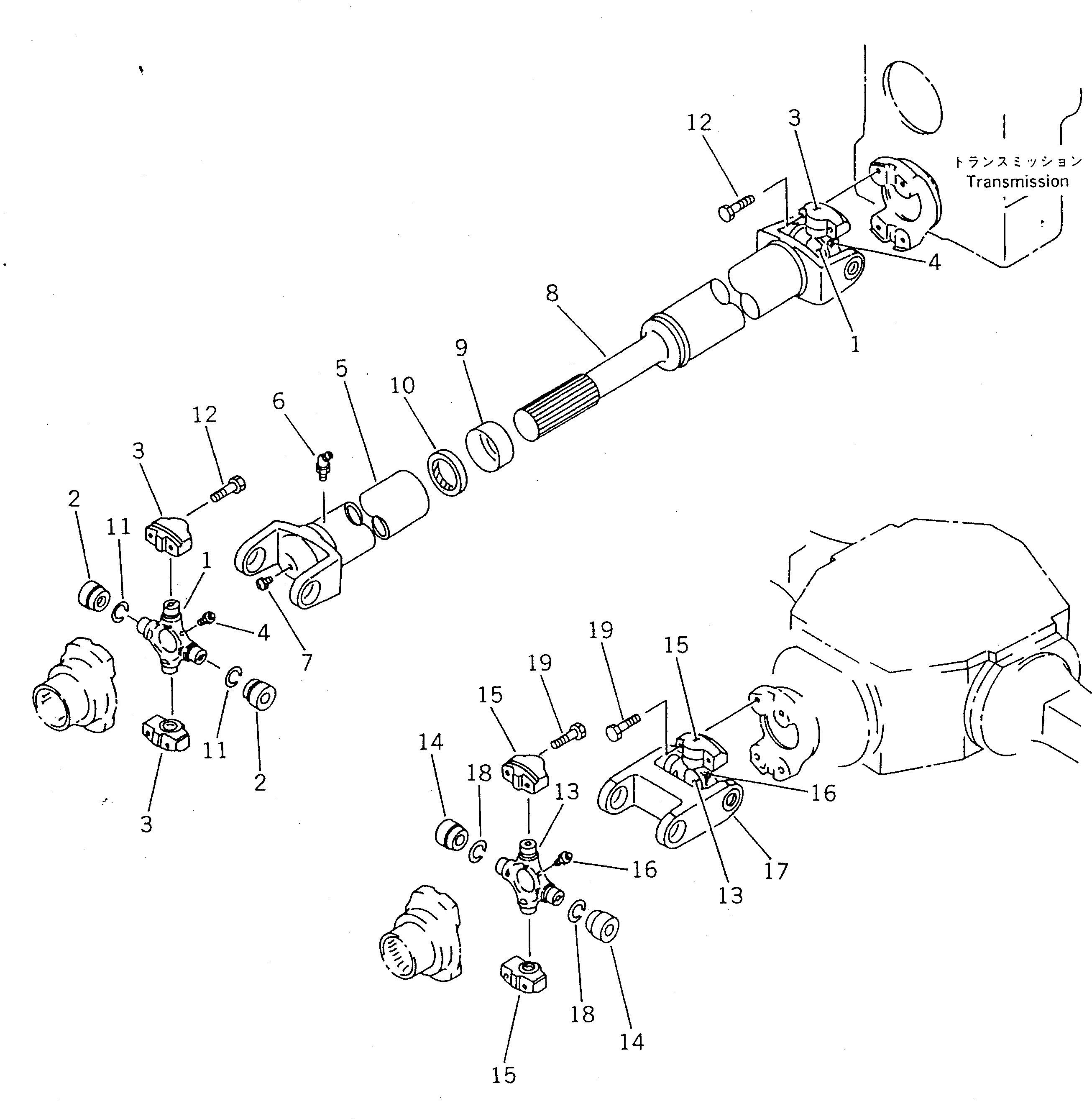 Wheel Loaders Komatsu / WA40-2 S/N 3001-UP(wa40-2c) / DRIVE SHAFT(060110 : 2601)