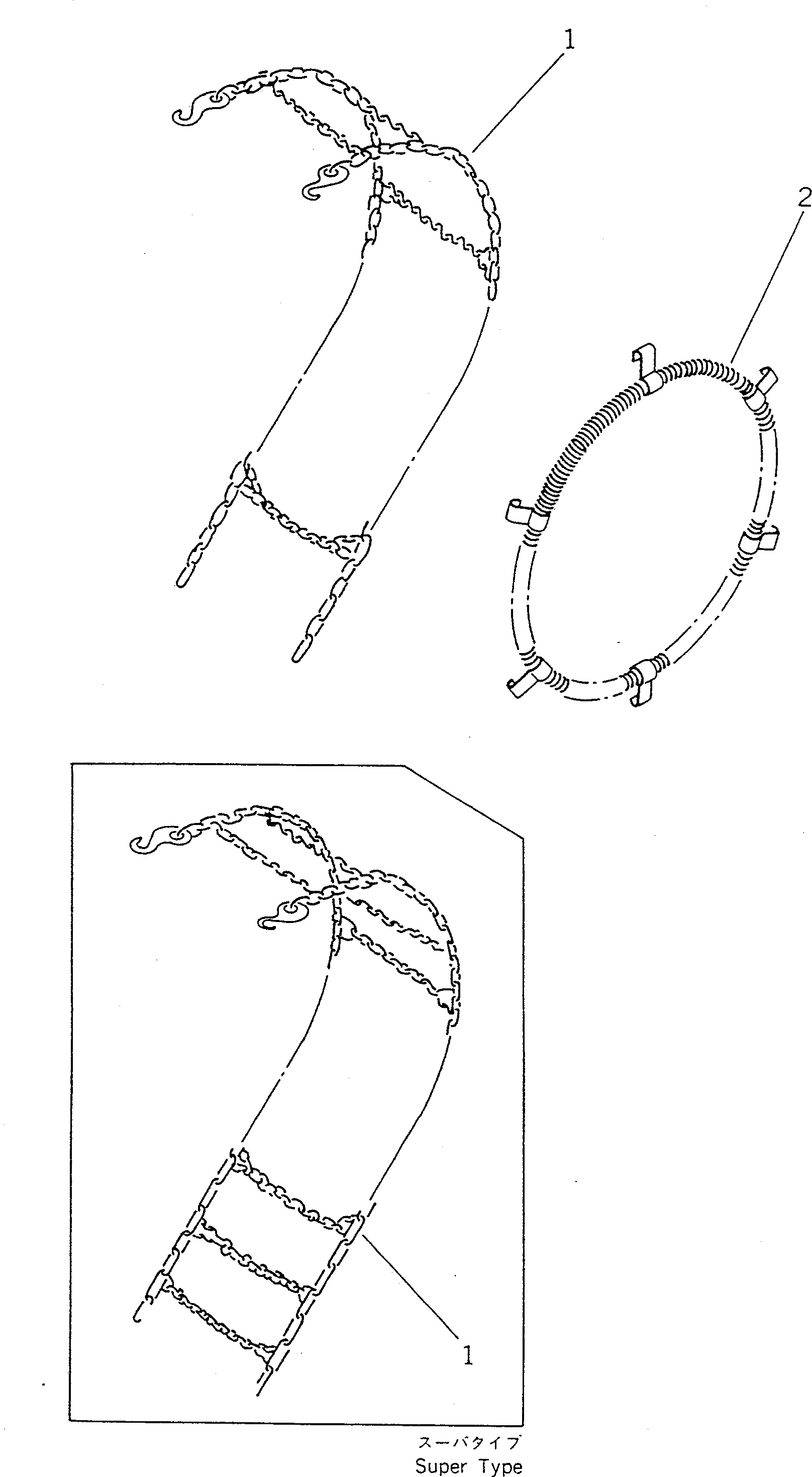 Wheel Loaders Komatsu / WA40-2 S/N 3001-UP(wa40-2c) / TIRE CHAIN(090020 : 3051)