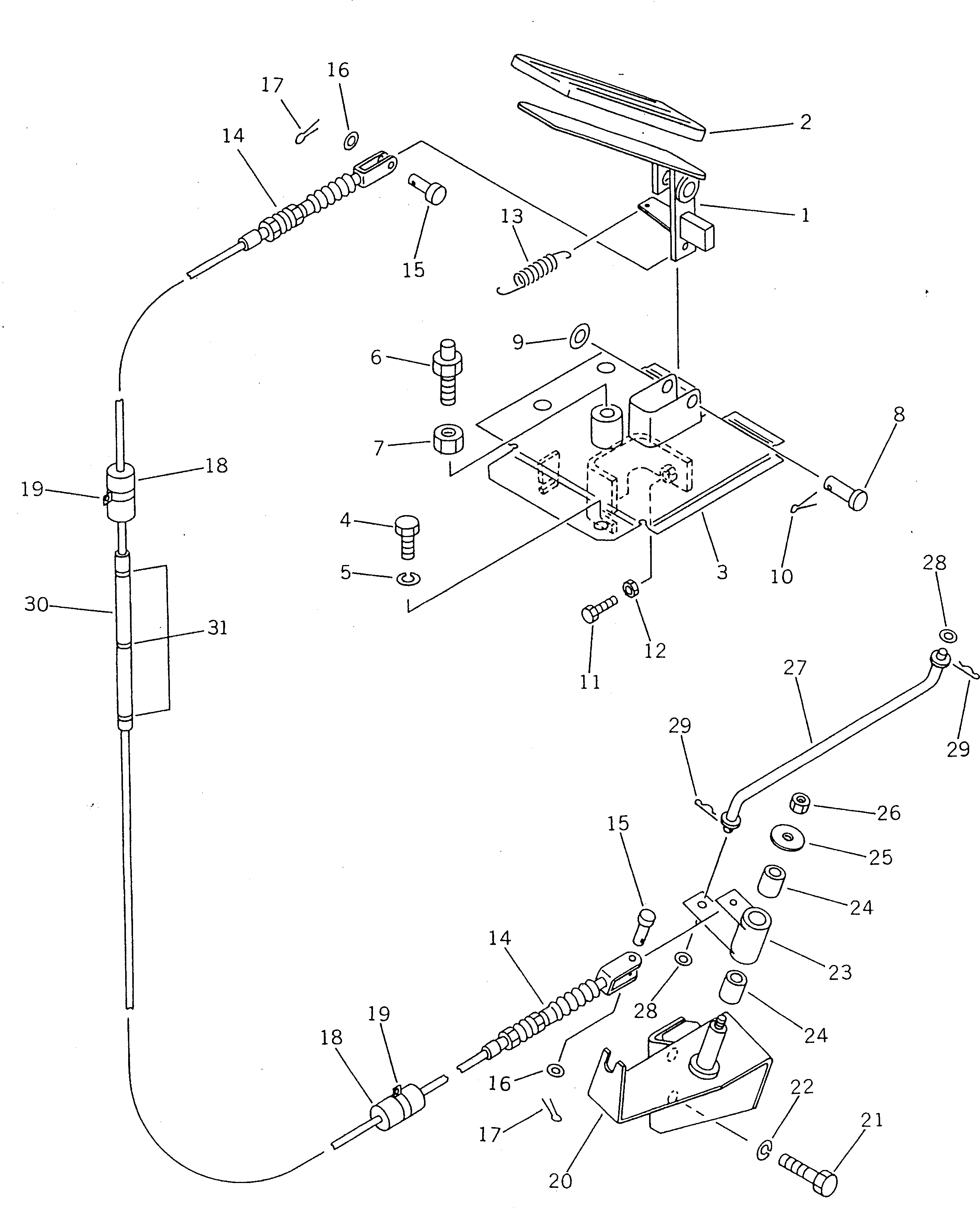 Wheel Loaders Komatsu / WA40-2 S/N 3001-UP(wa40-2c) / ACCELERATOR PEDAL AND LINKAGE(120010 : 4001)