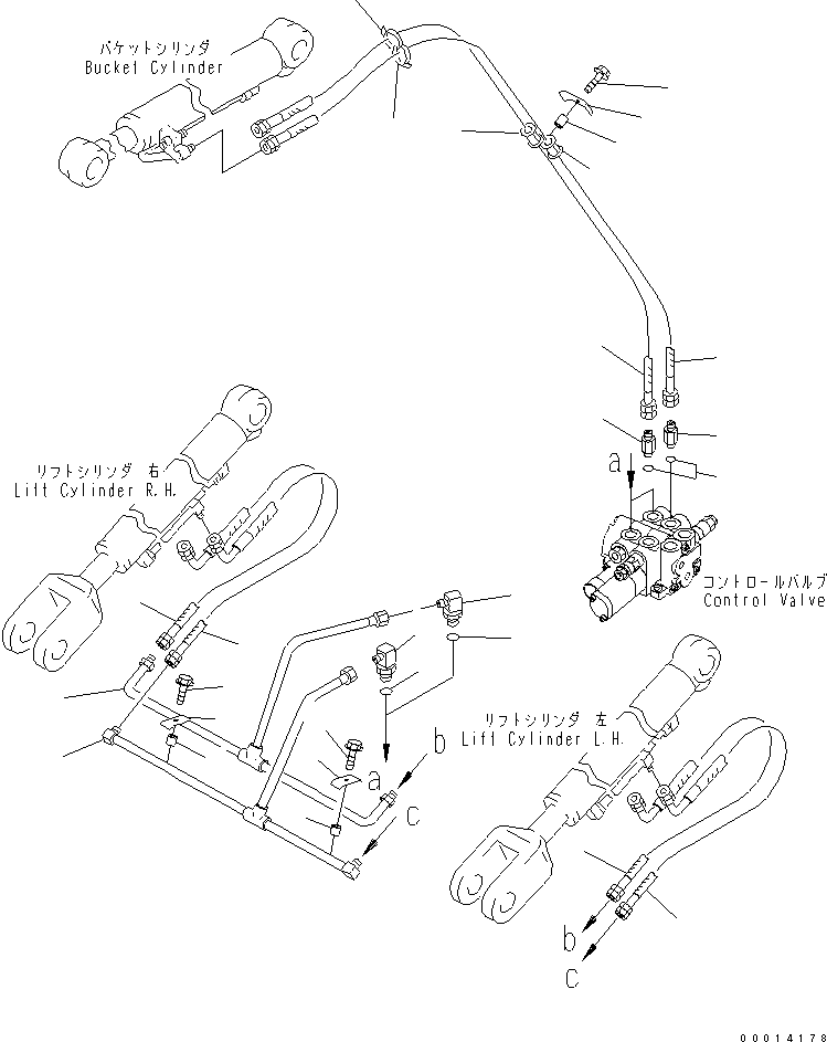 Wheel Loaders Komatsu / WA40-3-CB S/N 19001-UP(wa40-3-r) / HYDRAULIC PIPING (LIFT AND DUMP CYLINDER LINE)(180060 : H4200-02A0)