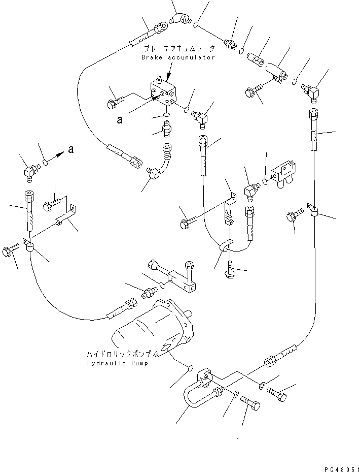 Wheel Loaders Komatsu / WA400-3-X S/N 60001-62999(wa400-0r) / BRAKE OIL PIPING (P.P.C. PUMP TO ACCUMULATOR CHARGE VALVE)(#60001-)(090140 : 3501)