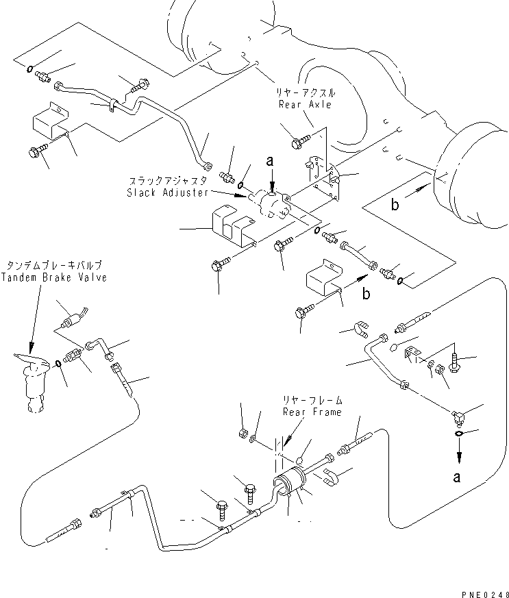 Wheel Loaders Komatsu / WA400-3-X S/N 60001-62999(wa400-0r) / BRAKE OIL PIPING (REAR BRAKE LINE)(#60001-)(090190 : 3531)