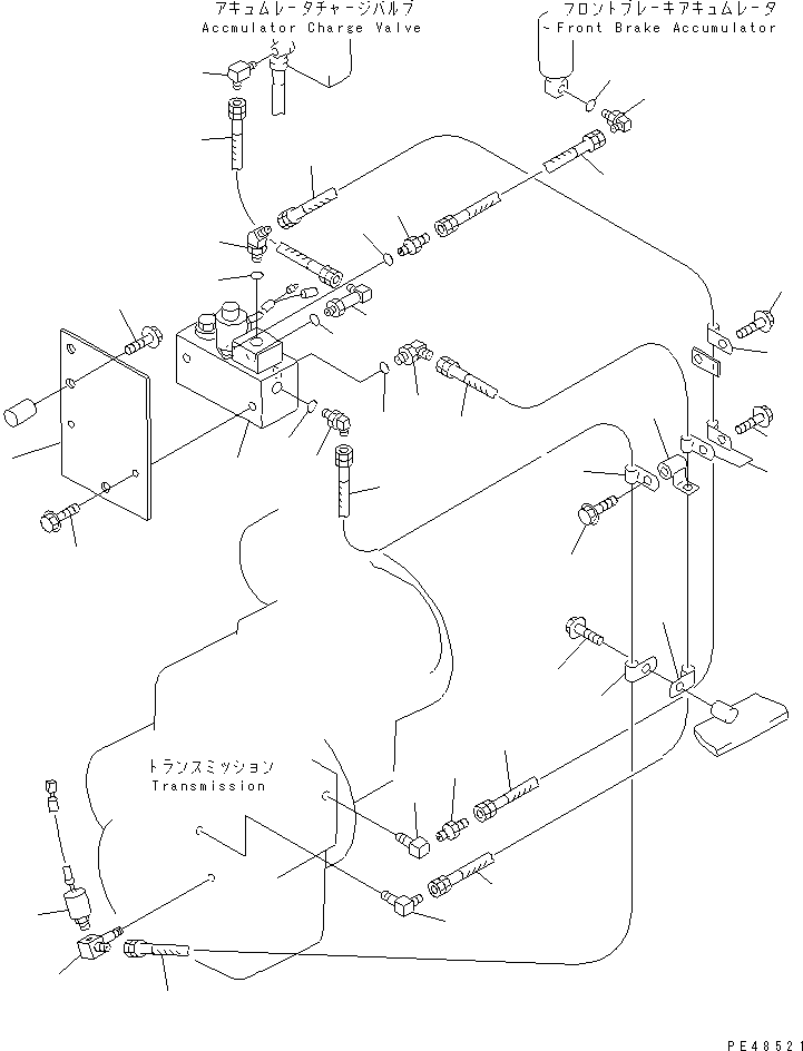 Wheel Loaders Komatsu / WA400-3-X S/N 60001-62999(wa400-0r) / BRAKE OIL PIPING (EMERGENCY PARKING BRAKE RELEASE LINE)(#60001-)(090200 : 3551)