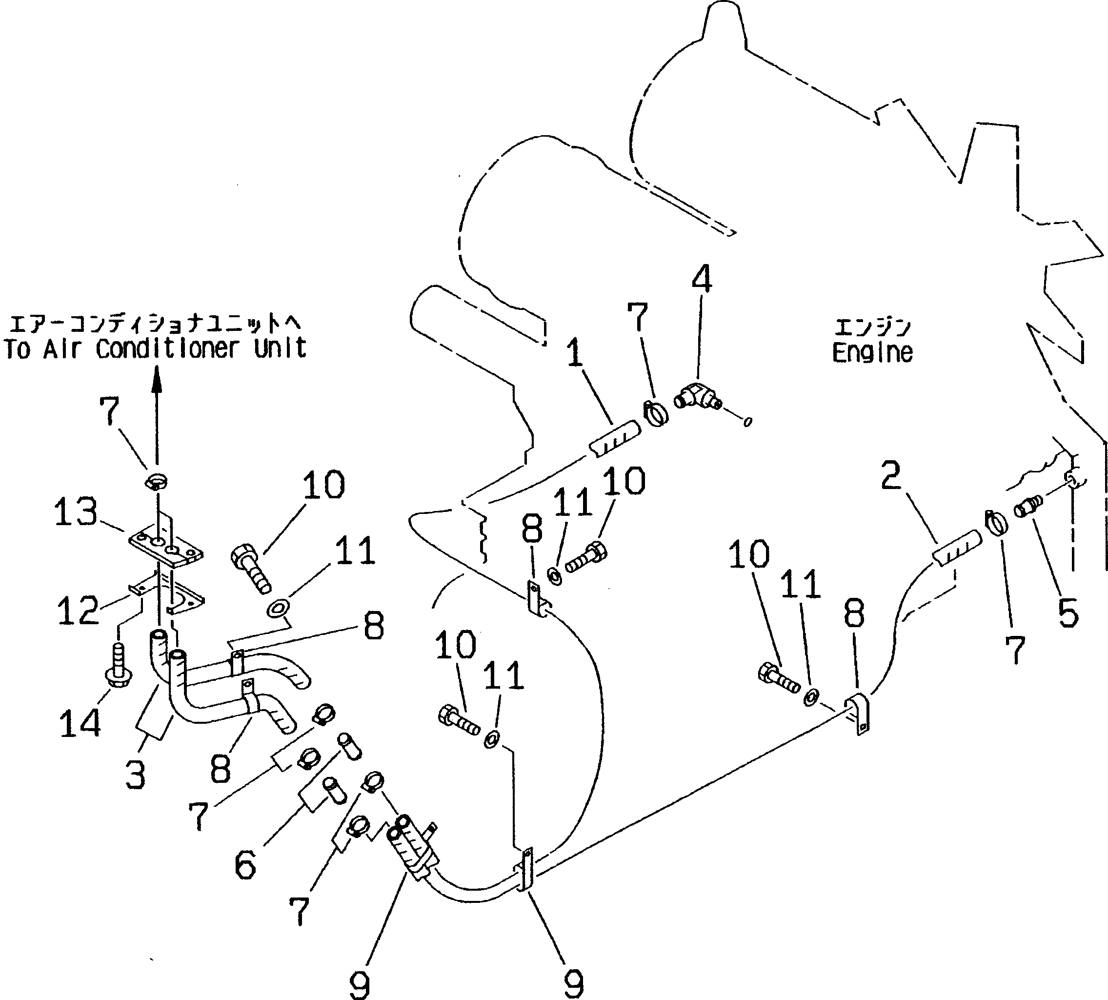 Wheel Loaders Komatsu / WA400-3-X S/N 60001-62999(wa400-0r) / AIR CONDITIONER RELATED PARTS (7/8) (HEATER PIPING)(#60001-)(150560 : 5627)