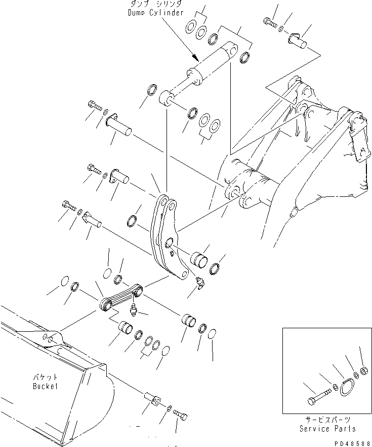 Wheel Loaders Komatsu / WA400-3-X S/N 60001-62999(wa400-0r) / BELLCRANK (WITH BUCKET AUTO LEVELING AND REMOTE BUCKET POSITIONERSYSTEMS)(#60001-)(210070 : 7025)
