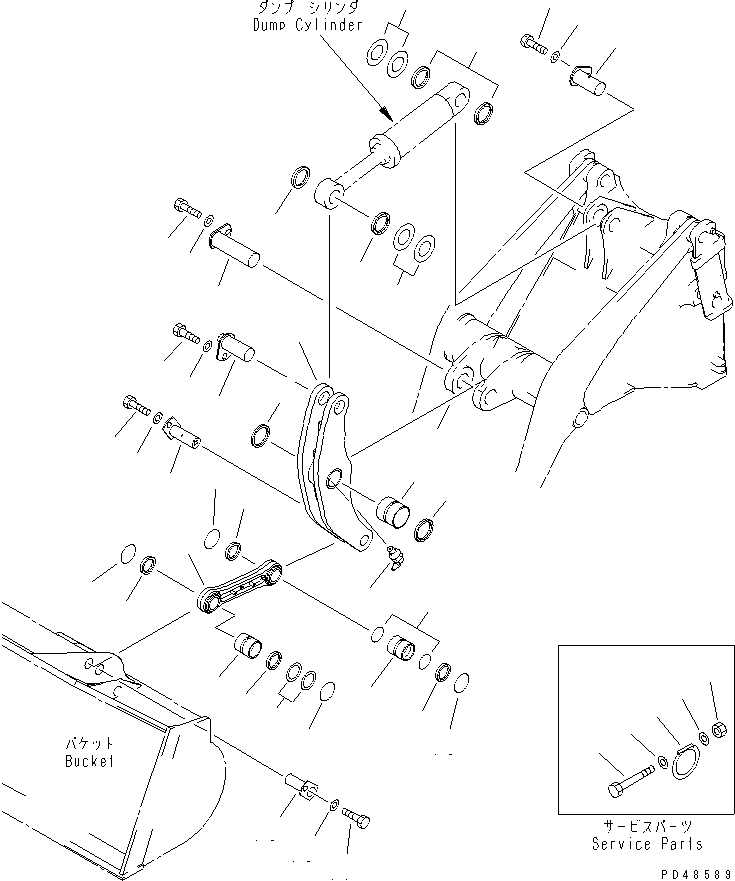 Wheel Loaders Komatsu / WA400-3-X S/N 60001-62999(wa400-0r) / BELLCRANK (WITH AUTO GREASE SYSTEM)(#60001-)(210080 : 7029)