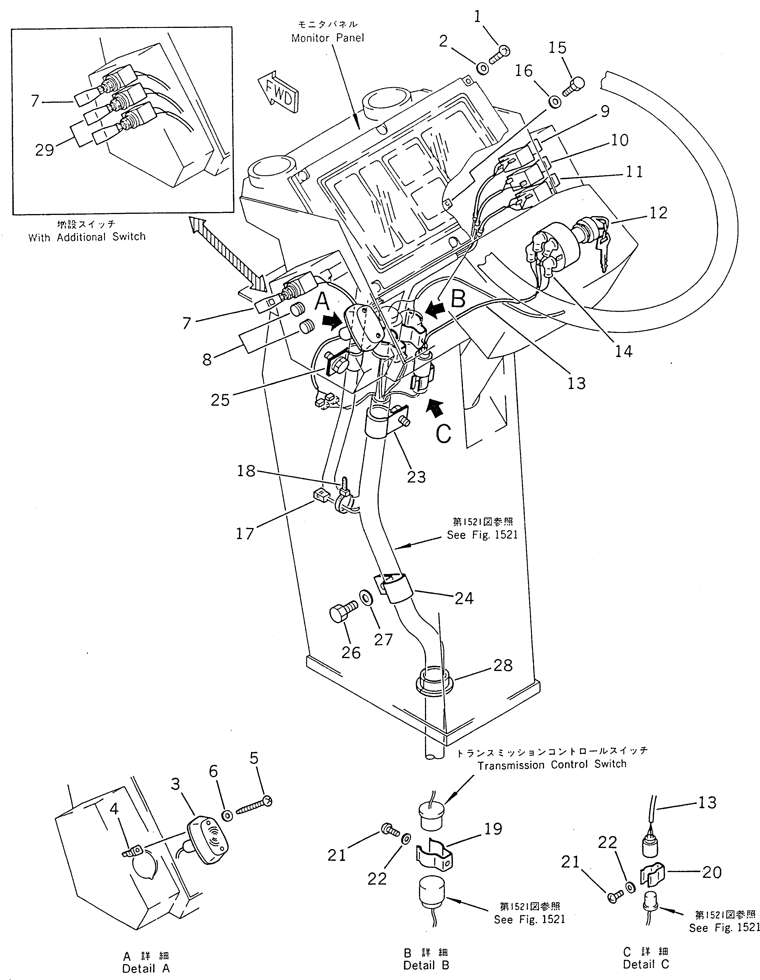 Wheel Loaders Komatsu / WA400-1 S/N 10001-UP (Overseas Version)(wa400-1c) / INSTRUMENT PANEL(030110 : 1411)