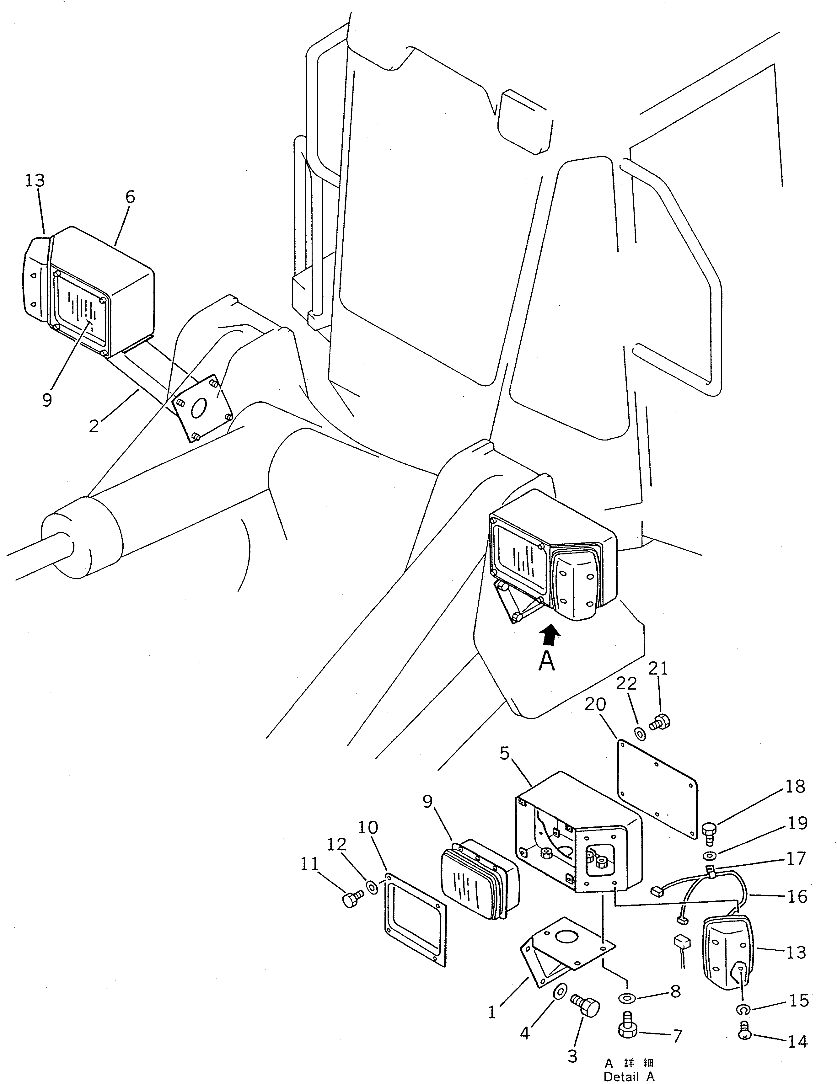 Wheel Loaders Komatsu / WA400-1 S/N 10001-UP (Overseas Version)(wa400-1c) / ELECTRYCAL SYSTEM (FRONT LAMP)(030160 : 1501)