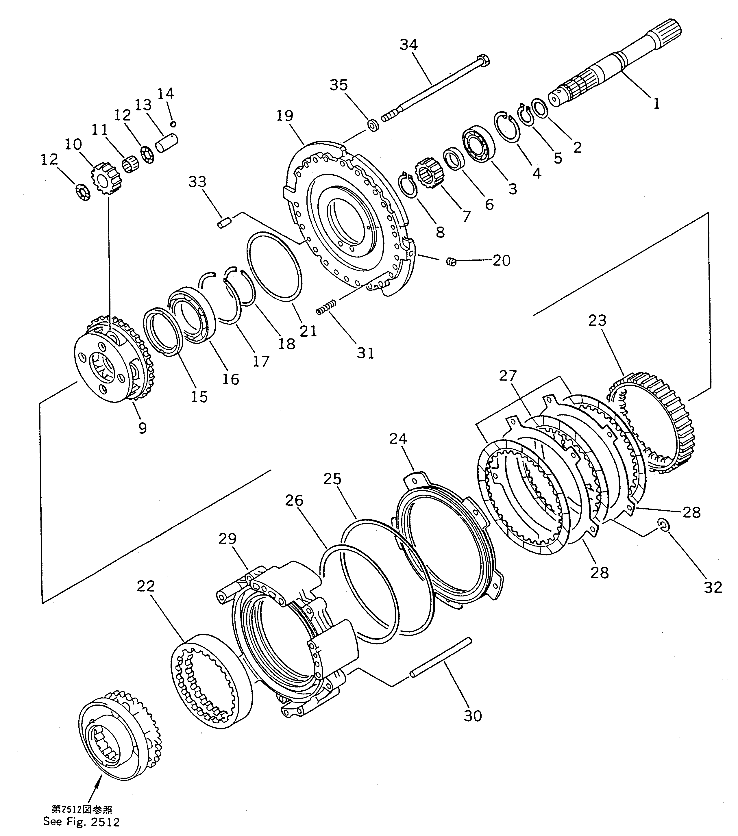 Wheel Loaders Komatsu / WA400-1 S/N 10001-UP (Overseas Version)(wa400-1c) / TRANSMISSION (REVERSE CLUTCH)(060050 : 2511)