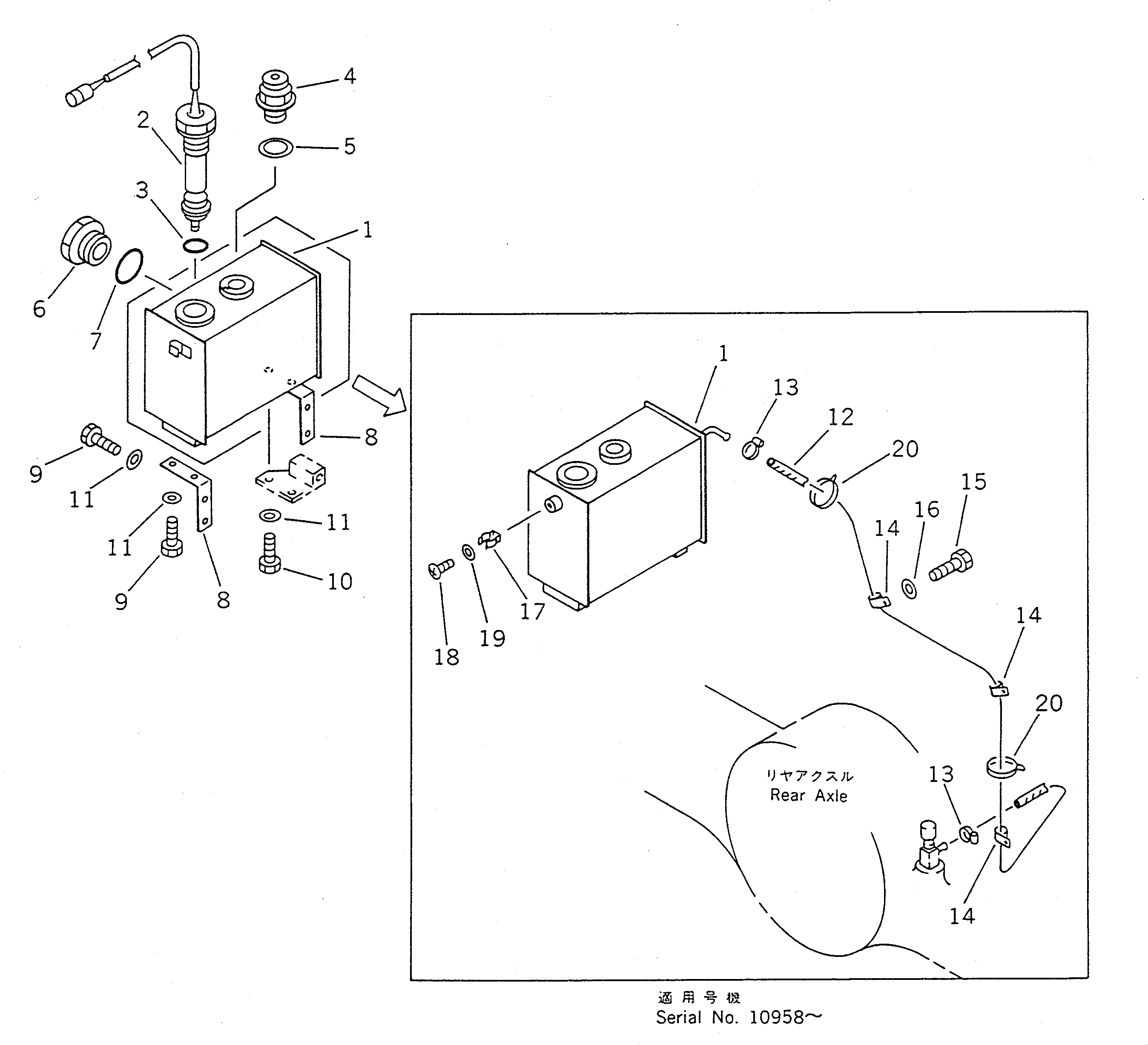 Wheel Loaders Komatsu / WA400-1 S/N 10001-UP (Overseas Version)(wa400-1c) / BRAKE OIL PIPING (TANK TO CHAMBER 1/2)(#10001-11013)(090300 : 3701)