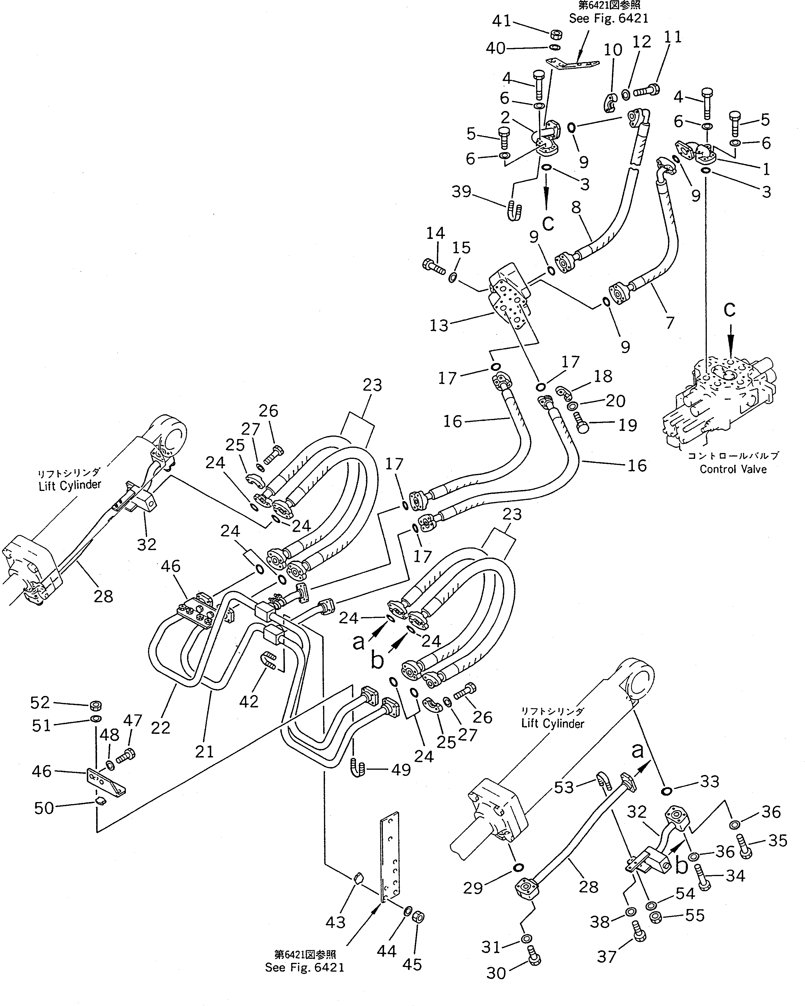 Wheel Loaders Komatsu / WA400-1 S/N 10001-UP (Overseas Version)(wa400-1c) / HTDRAULIC PIPING (LIFT CYLINDER LINE)(180170 : 6411)