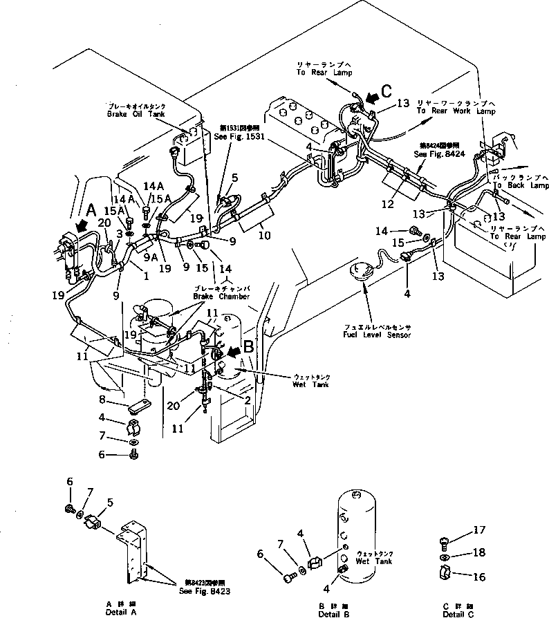 Wheel Loaders Komatsu / WA400-1 S/N 10001-UP (Overseas Version)(wa400-1c) / ELECTRICAL SYSTEM (MAIN LINE 2/2) (TBG/ABE SPEC.)(240090 : 8423)