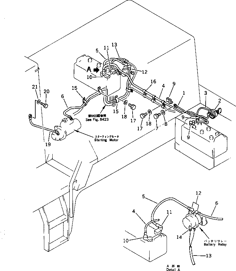 Wheel Loaders Komatsu / WA400-1 S/N 10001-UP (Overseas Version)(wa400-1c) / ELECTRICAL SYSTEM (BATTERY LINE) (TBG/ABE SPEC.)(240100 : 8424)