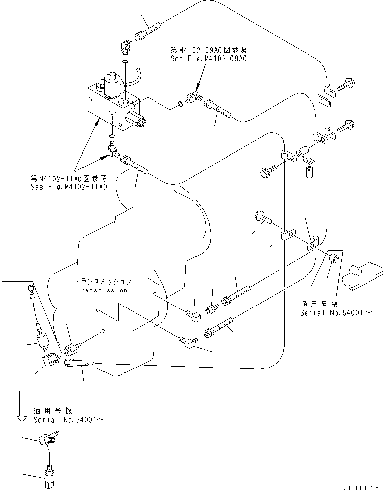 Wheel Loaders Komatsu / WA400-3-H S/N 63001-UP(wa400-7r) / TORQUE CONVERTER AND TRANSMISSION (PARKING BRAKE PIPNG)(150070 : F4300-03A1)