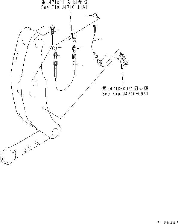 Wheel Loaders Komatsu / WA400-3-H S/N 63001-UP(wa400-7r) / REMOTE GREASE (LIFT ARM AND BELLCRANK LINE¤ 3/5)(WITH AUTO GREASESYSTEM)(210240 : J4710-12A1)