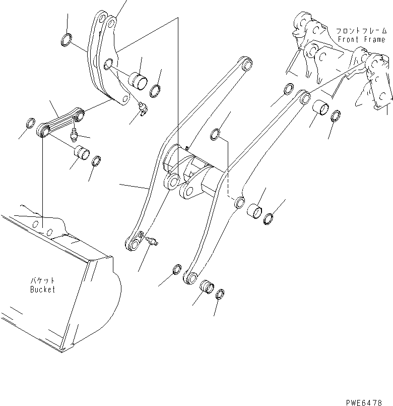 Wheel Loaders Komatsu / WA400-3-H S/N 63001-UP(wa400-7r) / LIFT ARM AND BELLCRANK (WITH 3-SPOOL CONTROL VALVE)(330020 : T4110-01A3)