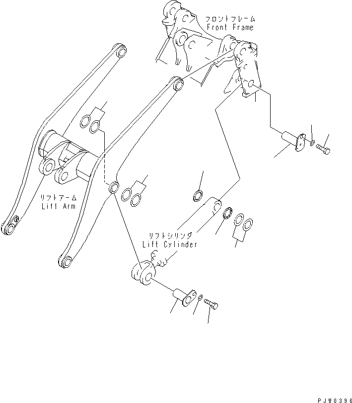 Wheel Loaders Komatsu / WA400-3-H S/N 63001-UP(wa400-7r) / LIFT CYLINDER (MOUNTING PARTS) (WITH AUTO GREASE SYSTEM)(330160 : T4140-02A1)