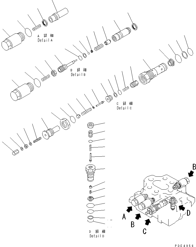 Wheel Loaders Komatsu / WA400-3-H S/N 63001-UP(wa400-7r) / CONTROL VALVE (2-SPOOL) (3/3)(420210 : Y1662-03A0)