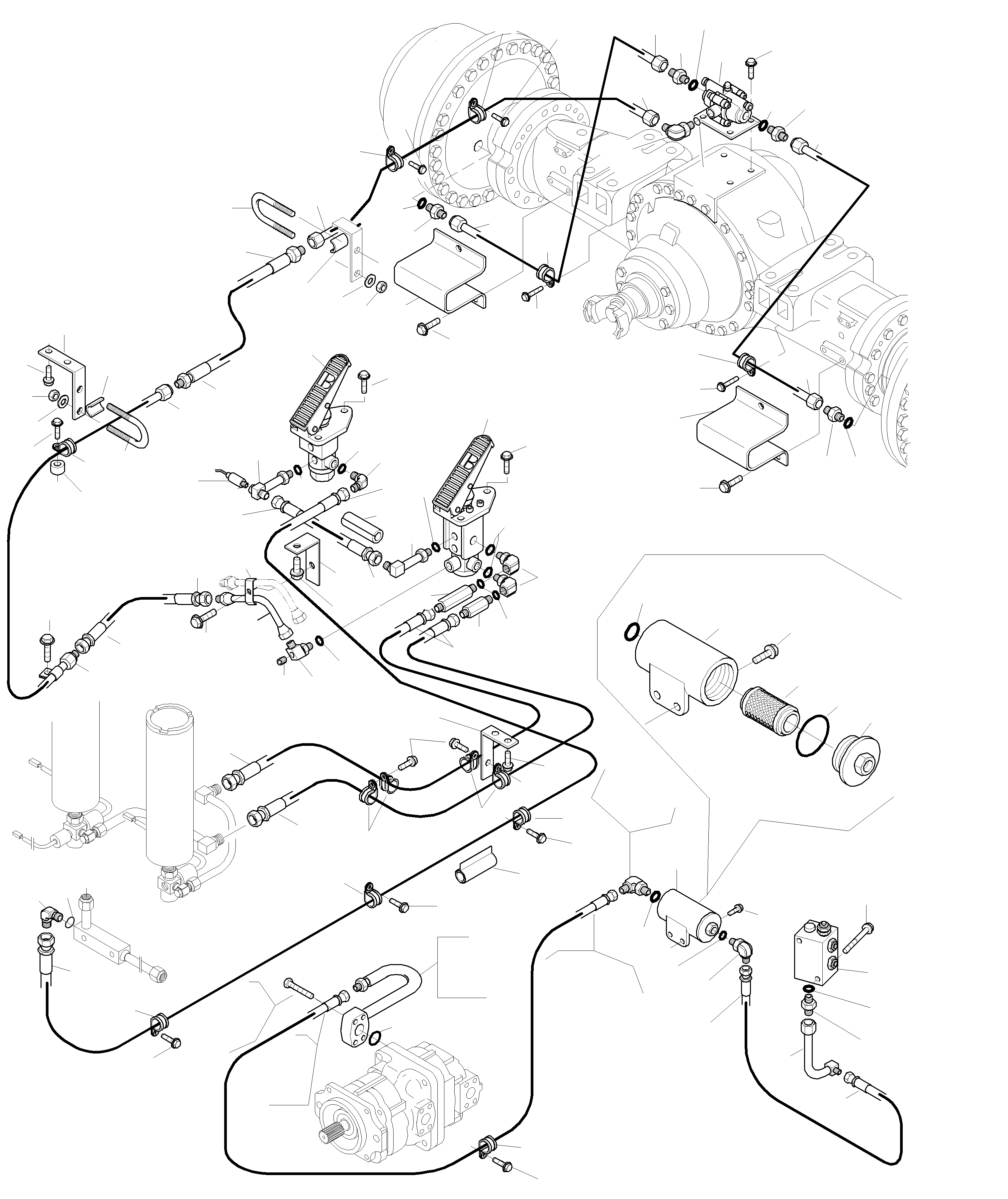 Wheel Loaders Komatsu / WA420-3 S/N WA420H30051-30296(wa420_3) / BRAKE PIPING, FRONT AXLE(09-01|a : K0603)