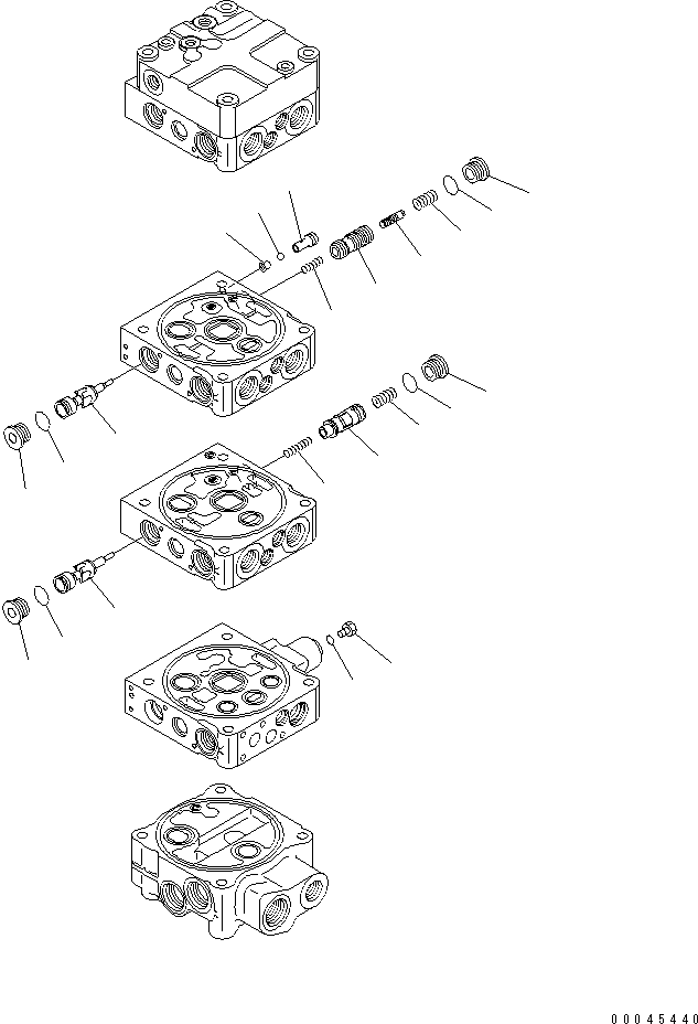 Wheel Loaders Komatsu / WA430-6 S/N 65001-65500 (ecot3, For North America)(wa430-0c) / CONTROL VALVE (3-SPOOL) (FOR 2-PERSONS CAB) (3/9)(#65001-)(420470 : Y1664-03A0)