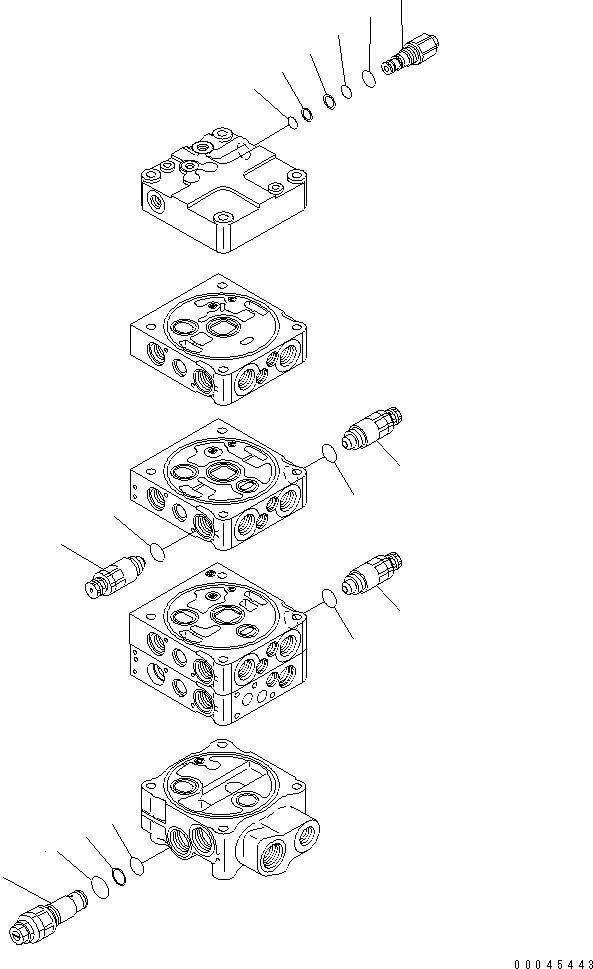 Wheel Loaders Komatsu / WA430-6 S/N 65001-65500 (ecot3, For North America)(wa430-0c) / CONTROL VALVE (3-SPOOL) (FOR 2-PERSONS CAB) (6/9)(#65001-)(420500 : Y1664-06A0)