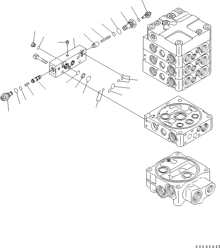 Wheel Loaders Komatsu / WA430-6 S/N 65001-65500 (ecot3, For North America)(wa430-0c) / CONTROL VALVE (3-SPOOL) (8/9)(#65001-)(420610 : Y1664-28A0)