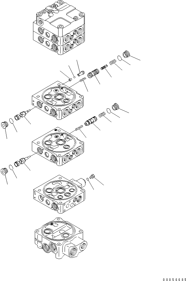 Wheel Loaders Komatsu / WA430-6 S/N 65001-65500 (ecot3, For North America)(wa430-0c) / CONTROL VALVE (4-SPOOL) (3/9)(#65001-)(420650 : Y1665-13A0)