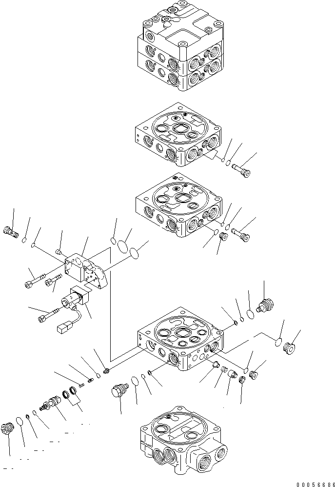 Wheel Loaders Komatsu / WA430-6 S/N 65001-65500 (ecot3, For North America)(wa430-0c) / CONTROL VALVE (4-SPOOL) (4/9)(#65001-)(420660 : Y1665-14A0)