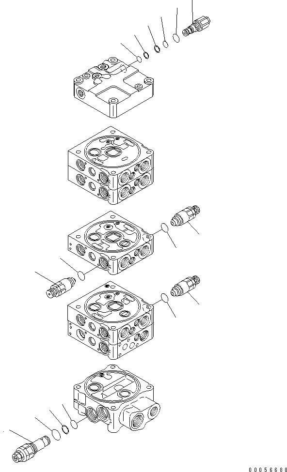 Wheel Loaders Komatsu / WA430-6 S/N 65001-65500 (ecot3, For North America)(wa430-0c) / CONTROL VALVE (4-SPOOL) (6/9)(#65001-)(420680 : Y1665-16A0)