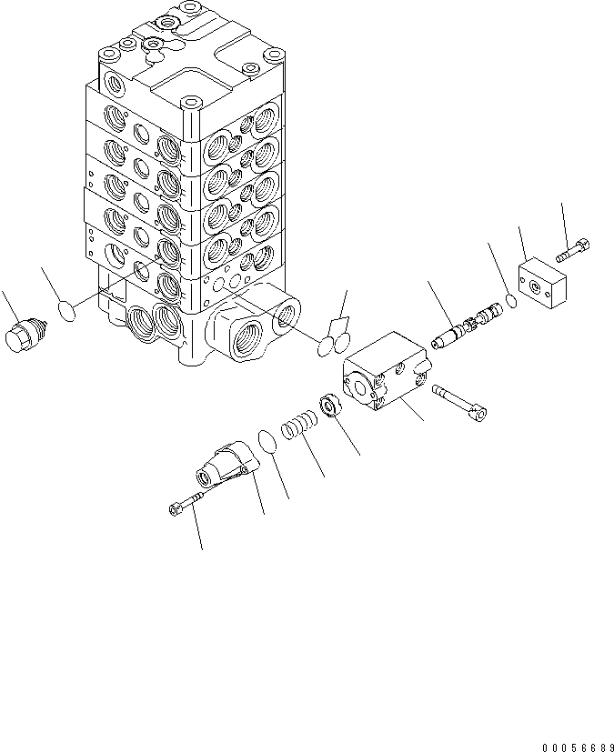 Wheel Loaders Komatsu / WA430-6 S/N 65001-65500 (ecot3, For North America)(wa430-0c) / CONTROL VALVE (4-SPOOL) (7/9)(#65001-)(420690 : Y1665-17A0)