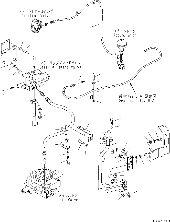 Wheel Loaders Komatsu / WA430-5-SN S/N 60001-UP(wa430-0r) / STEERING DEAMAND VALVE (PIPING) (FOR ORBITROL STEERING)(180090 : H0122-02A1)