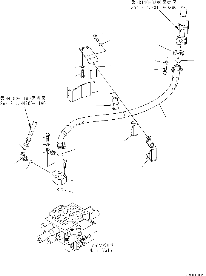 Wheel Loaders Komatsu / WA430-5-SN S/N 60001-UP(wa430-0r) / HYDRAULIC PIPING (DRAIN LINE HOSE)(180200 : H4200-03A0)