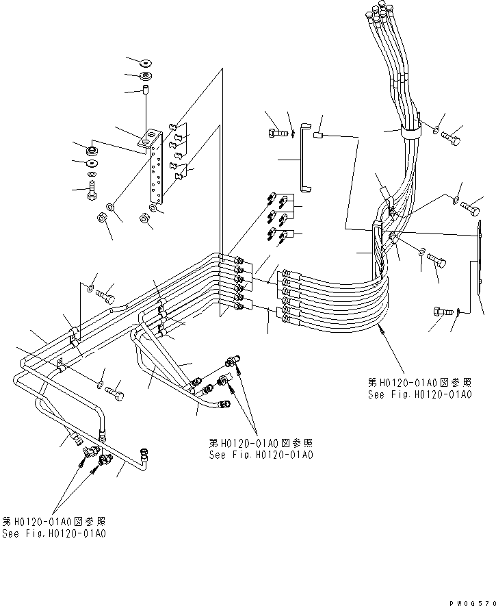 Wheel Loaders Komatsu / WA430-5-SN S/N 60001-UP(wa430-0r) / HYDRAULIC PIPING (P.P.C PIPING) (WITH 3-SPOOL VALVE)(180240 : H4200-06A1)