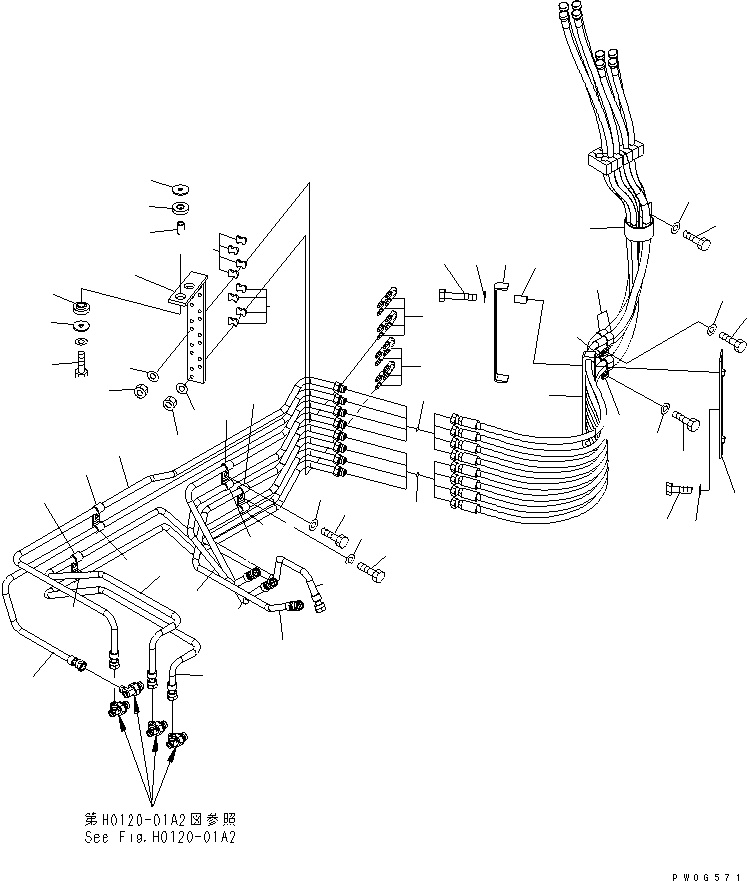 Wheel Loaders Komatsu / WA430-5-SN S/N 60001-UP(wa430-0r) / HYDRAULIC PIPING (P.P.C PIPING) (WITH 4-SPOOL VALVE)(180250 : H4200-06A2)