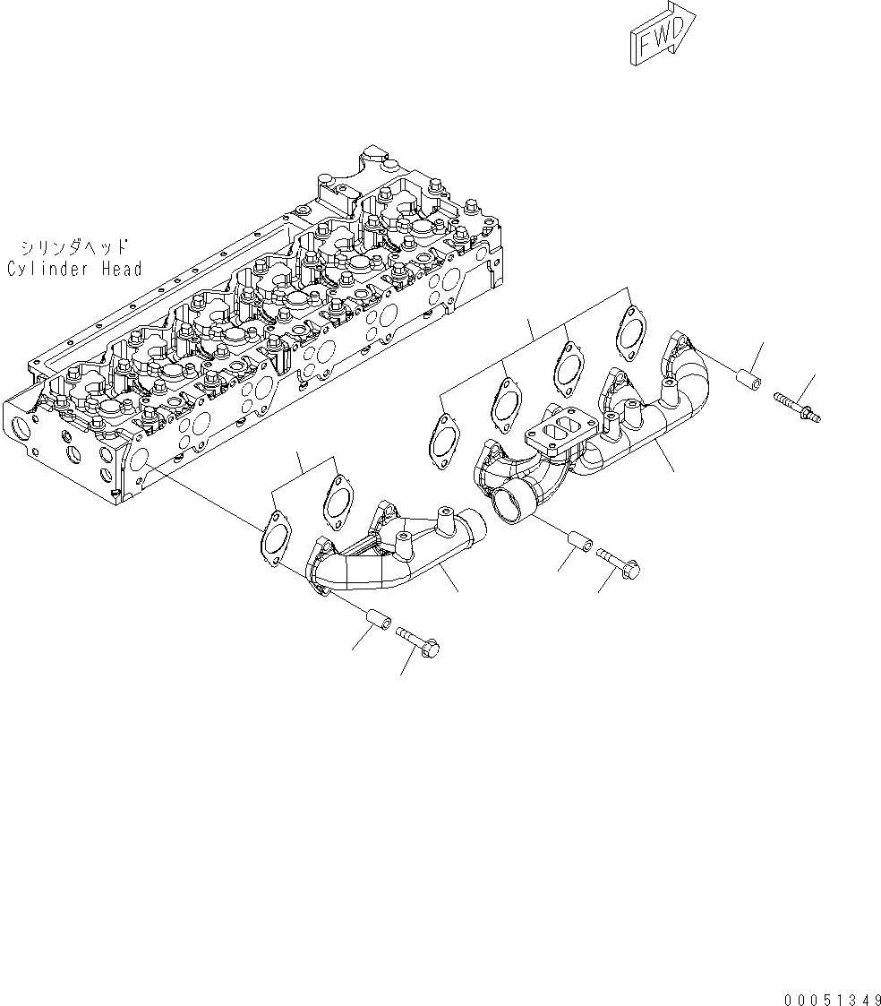 Wheel Loaders Komatsu / WA430-6 S/N H60051 - H60265(wa430_6) / EXHAUST MANIFOLD(001010 : A151V-01A9)