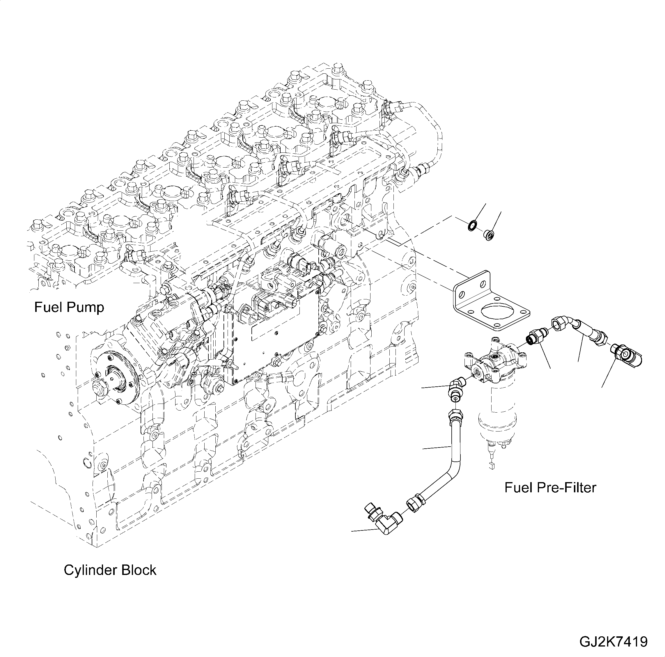 Wheel Loaders Komatsu / WA430-6 S/N H60051 - H60265(wa430_6) / FUEL FILTER PIPING(001039 : A411R-01B7)