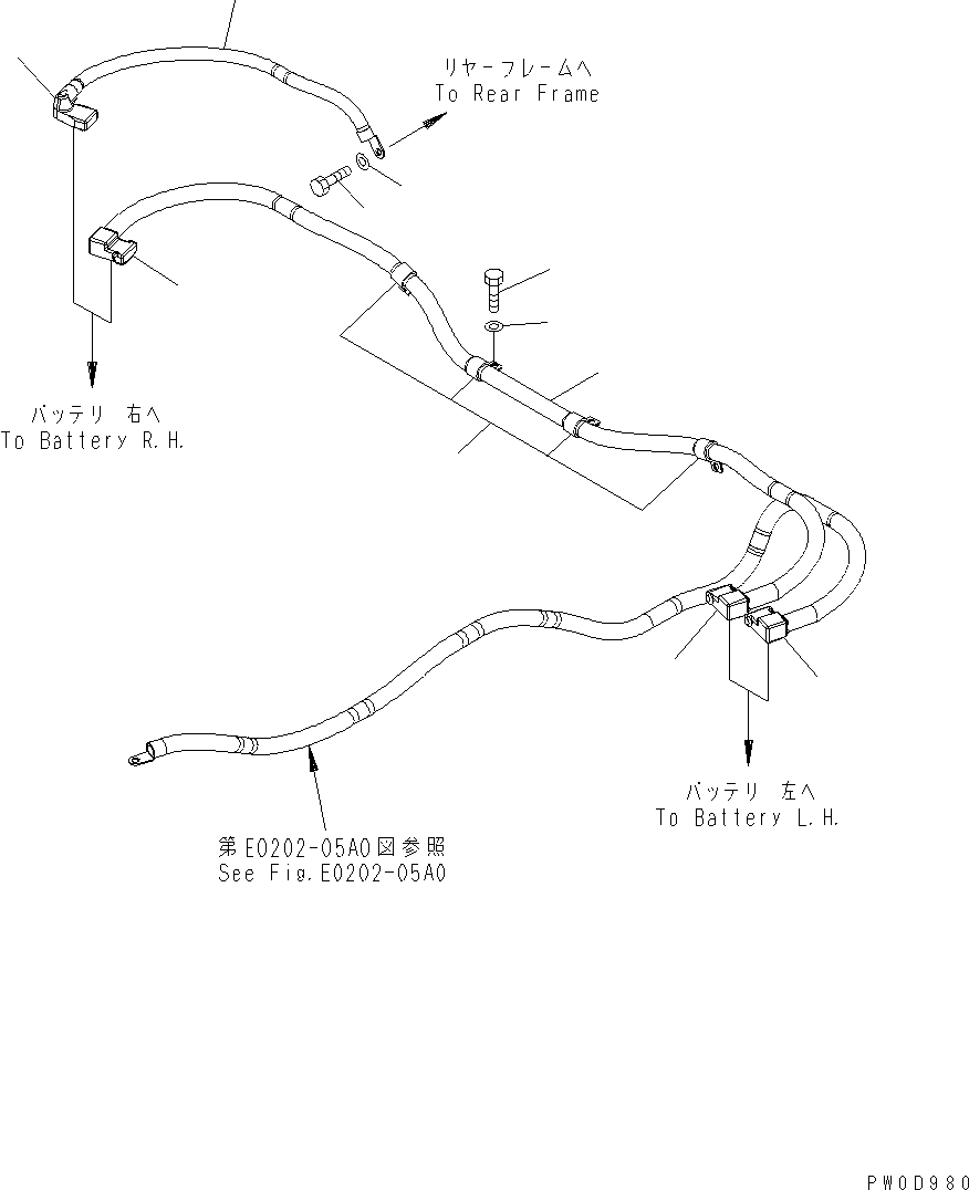 Wheel Loaders Komatsu / WA430-6 S/N H60051 - H60265(wa430_6) / BATTERY BOX (ELECTRICAL BATTERY LINE)(005005 : E0120-03A0)