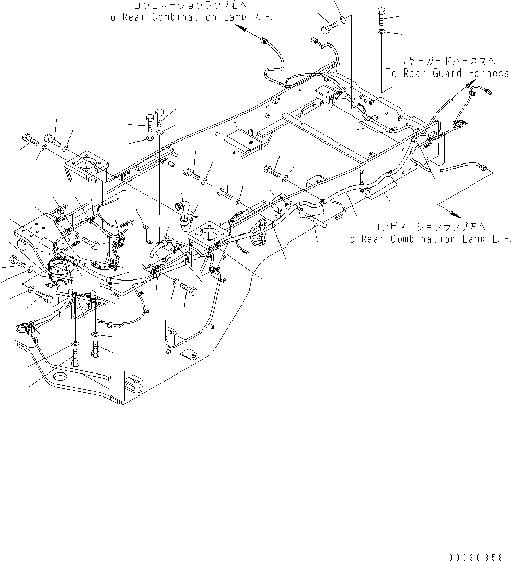 Wheel Loaders Komatsu / WA430-6 S/N H60051 - H60265(wa430_6) / REAR HARNESS (REAR FRAME LINE) (1/2)(005012 : E0202-01A0)