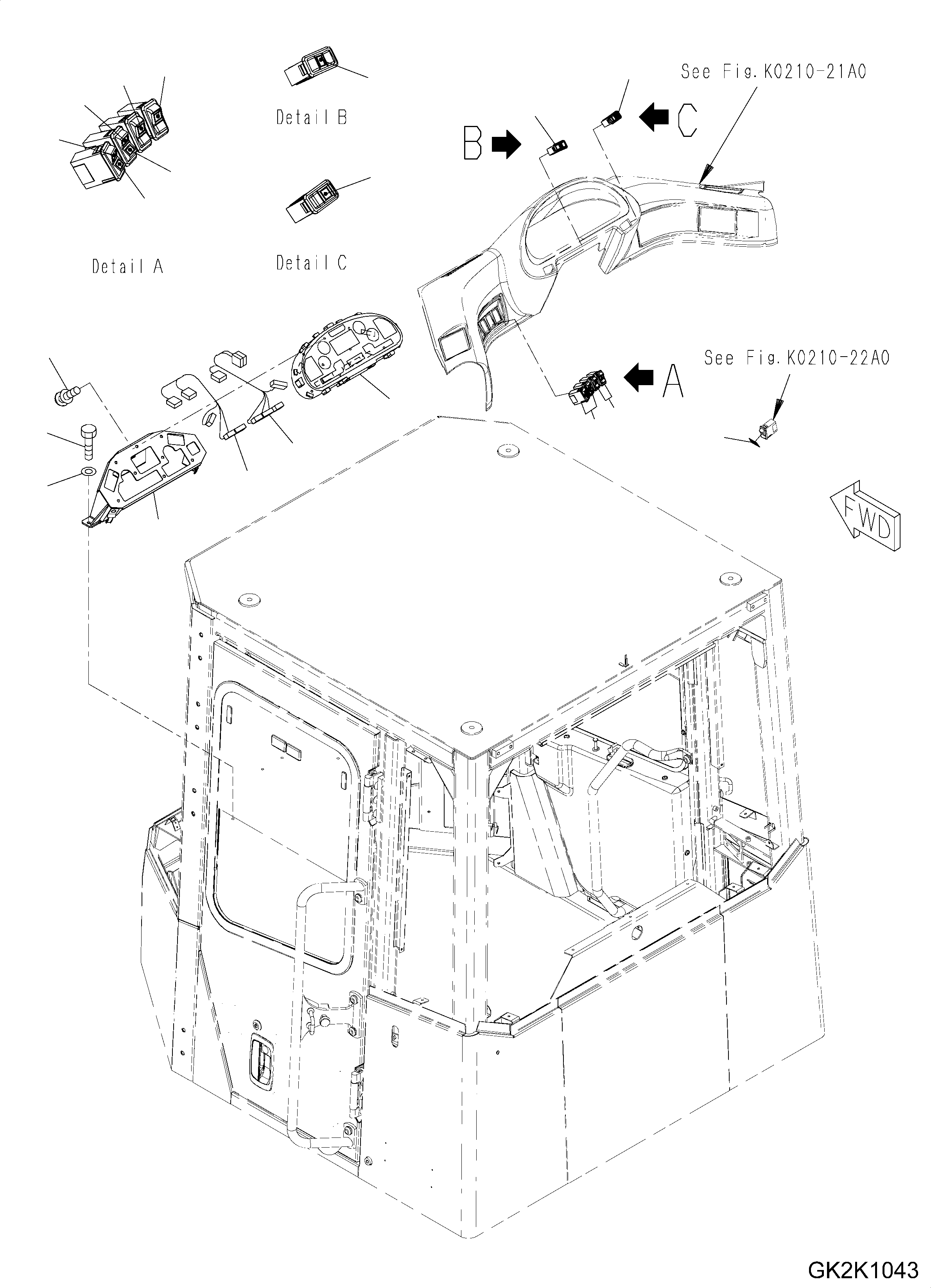 Wheel Loaders Komatsu / WA430-6 S/N H60051 - H60265(wa430_6) / ROPS CAB (MAIN MONITOR AND DECAL)(009027 : K0210-24A0)