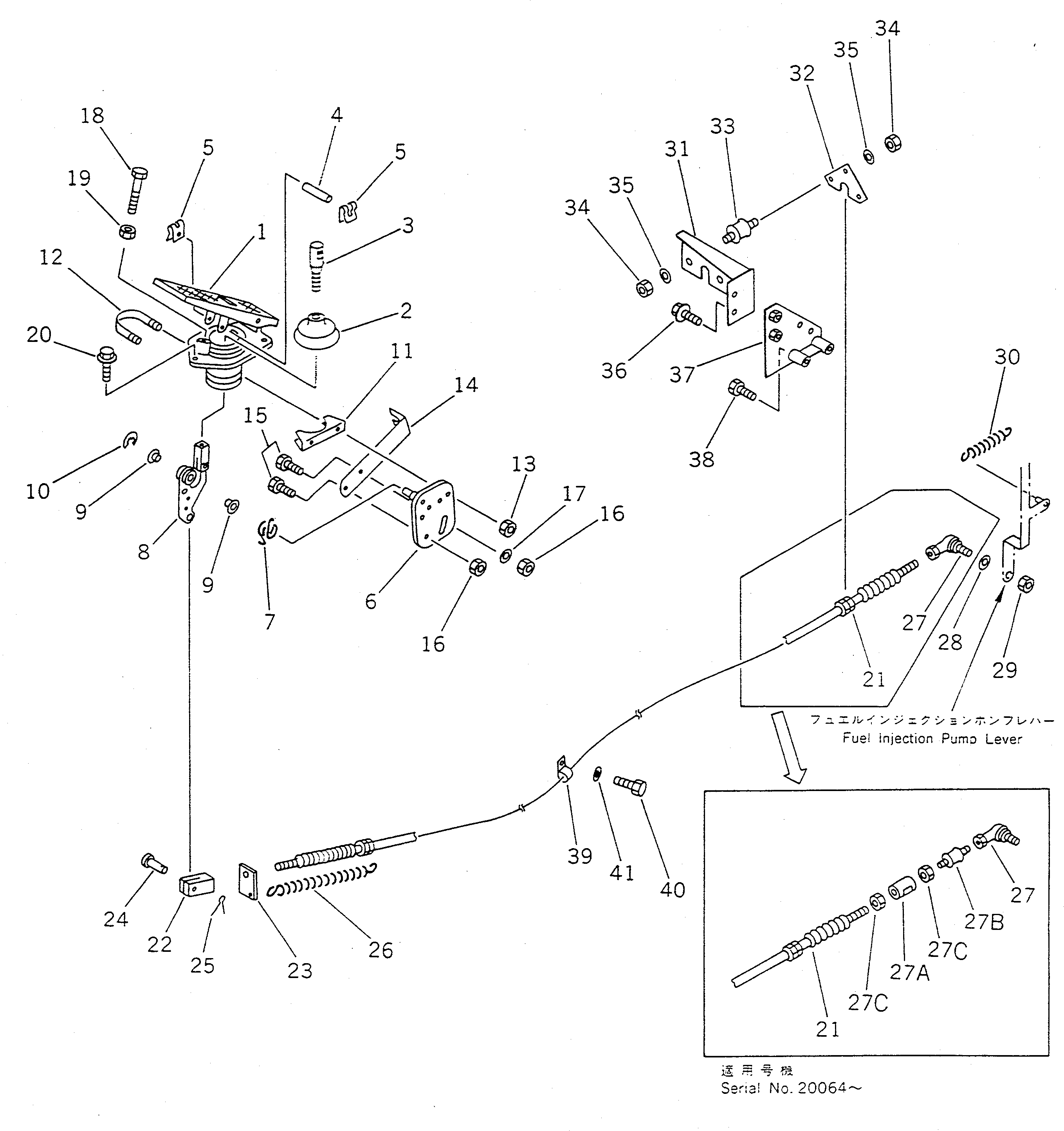 Wheel Loaders Komatsu / WA450-1 S/N 10001-UP (Overseas Version)(wa450-1c) / ACCELERATOR PEDAL AND LINKAGE(#20001-)(030060 : 1101A)