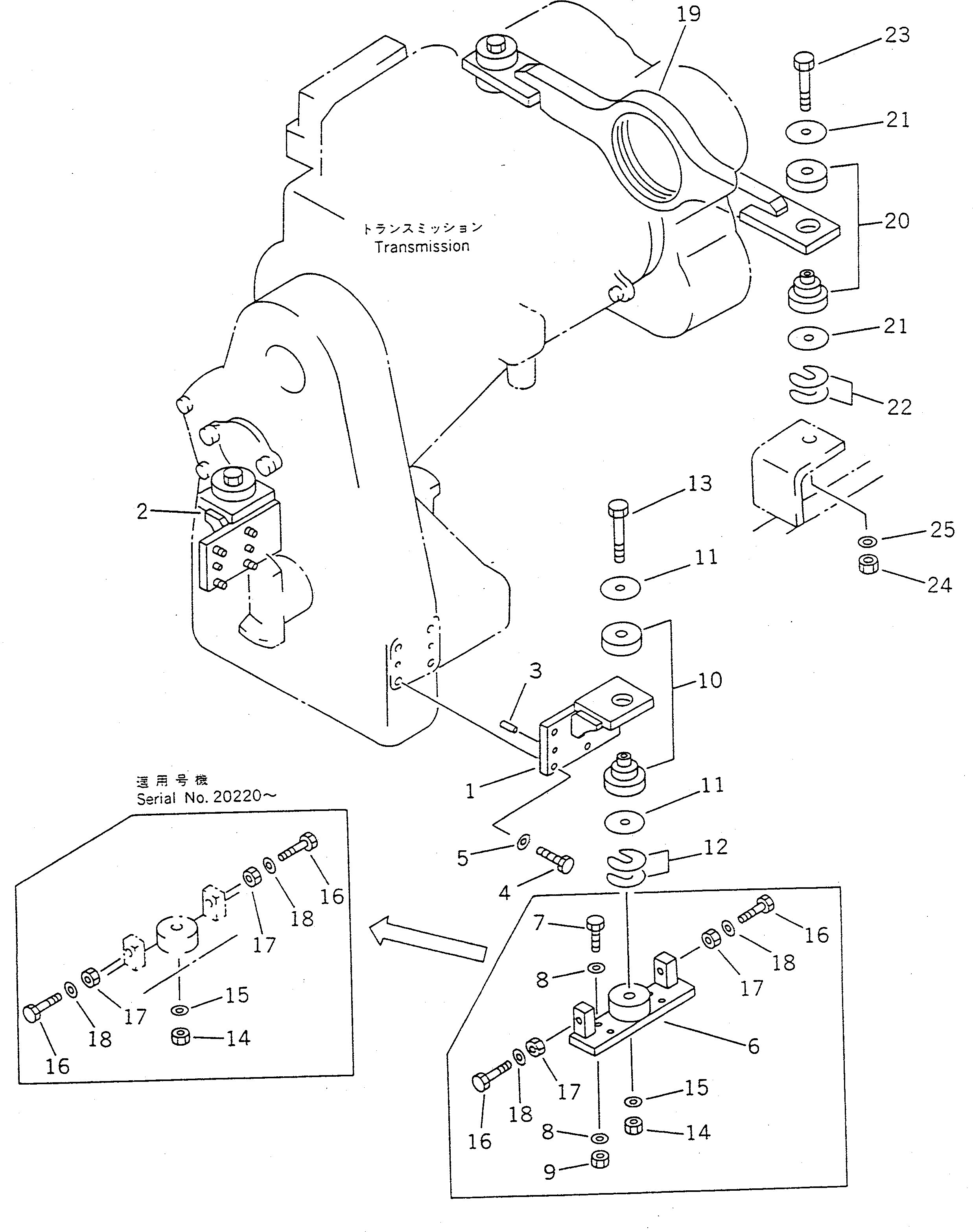 Wheel Loaders Komatsu / WA450-1 S/N 10001-UP (Overseas Version)(wa450-1c) / TORQFLOW MOUNTING PARTS(#20001-)(060050 : 2051A)