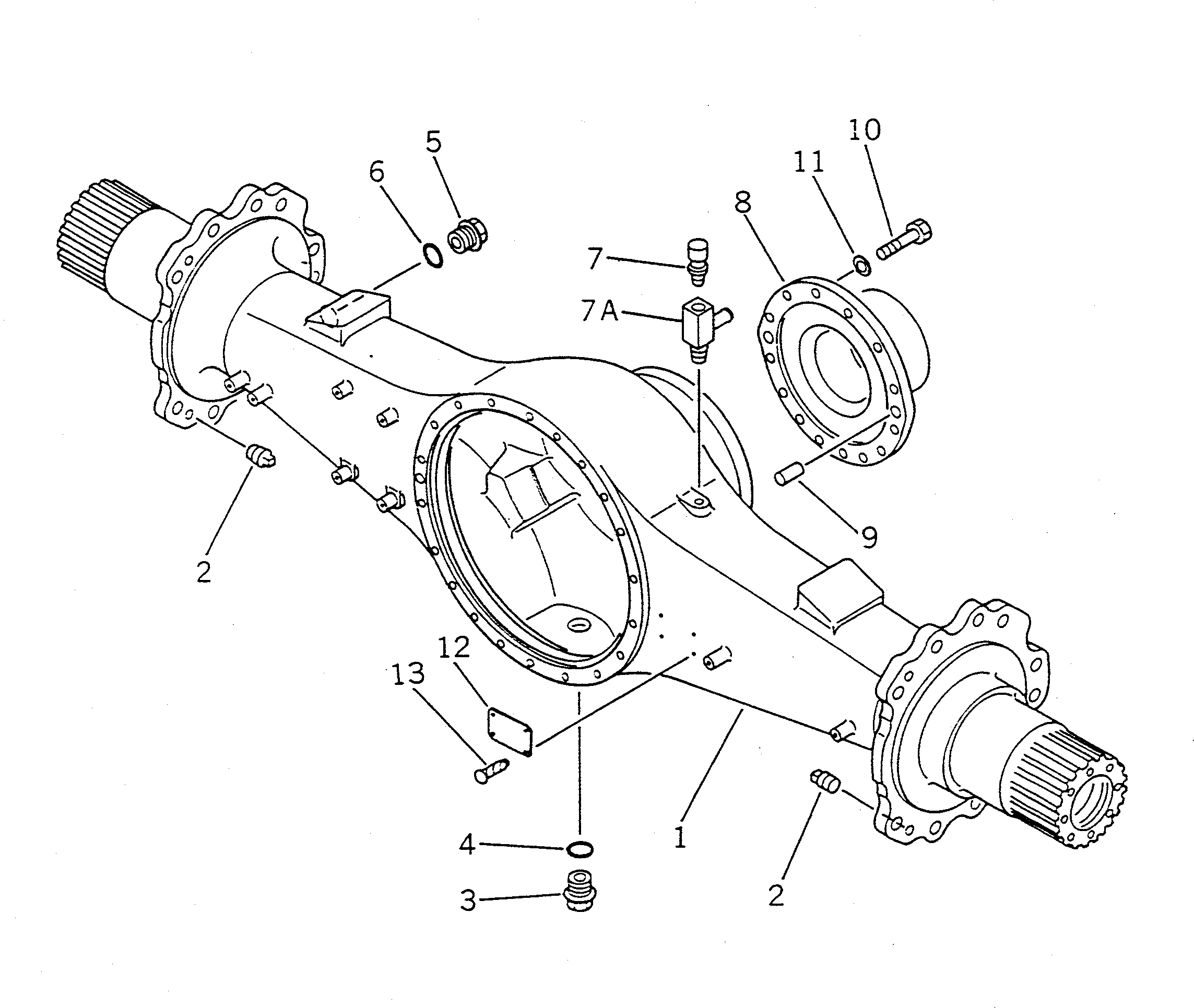 Wheel Loaders Komatsu / WA450-1 S/N 10001-UP (Overseas Version)(wa450-1c) / REAR AXLE HOUSING(#10001-19999)(090170 : 3201)