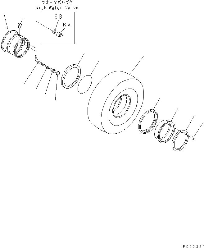 Wheel Loaders Komatsu / WA450-1 S/N 10001-UP (Overseas Version)(wa450-1c) / WHEEL AND TUBELESS TIRE(090300 : 3411)
