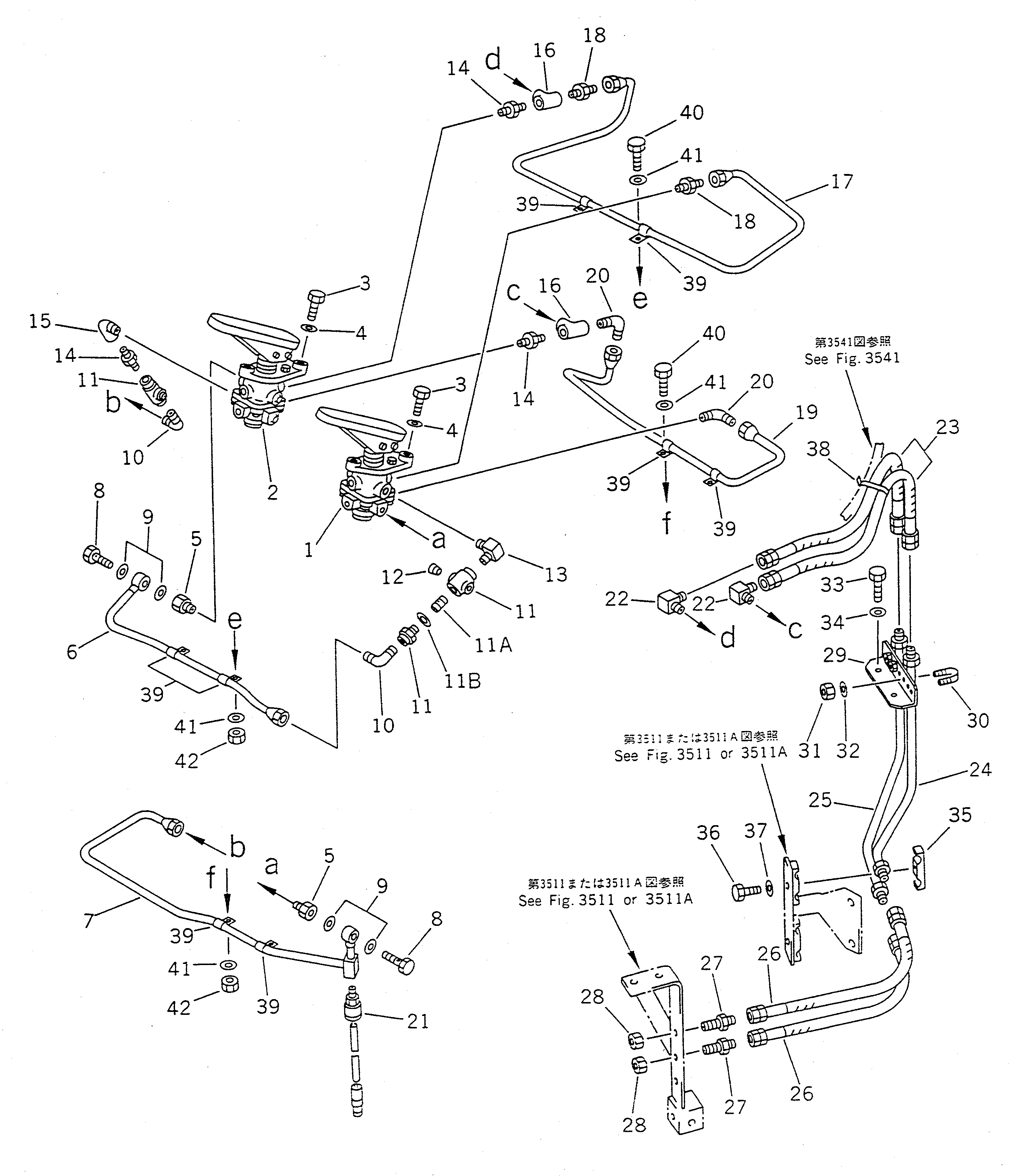 Wheel Loaders Komatsu / WA450-1 S/N 10001-UP (Overseas Version)(wa450-1c) / AIR PIPING (DRY TANK TO TREADLE VALVE)(#10001-19999)(090410 : 3531)