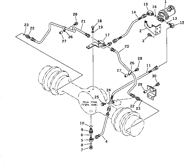 Wheel Loaders Komatsu / WA450-1 S/N 10001-UP (Overseas Version)(wa450-1c) / BRAKE COOLING PIPING (FRONT BRAKE LINE)(#20001-)(090640 : 3801)