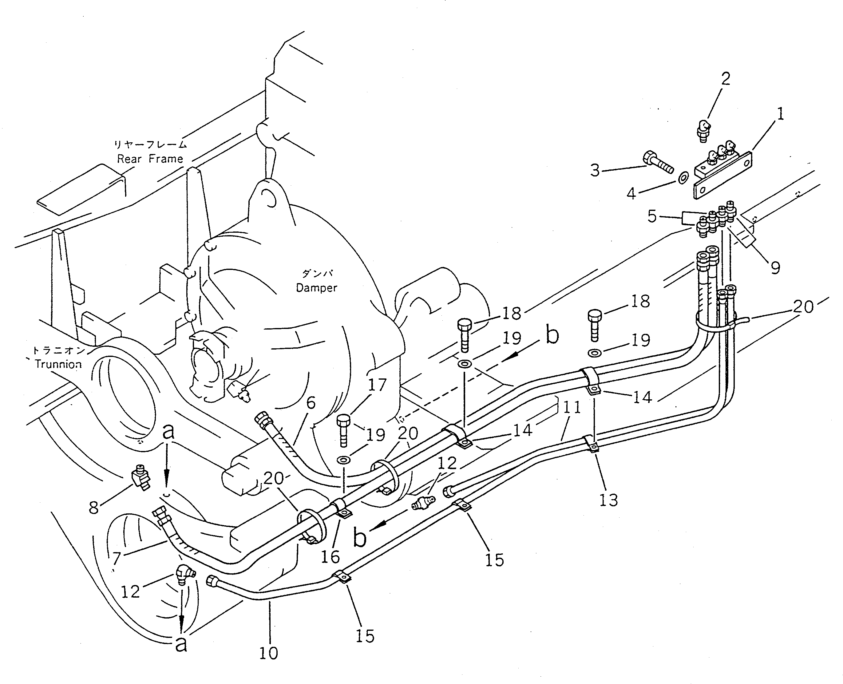 Wheel Loaders Komatsu / WA450-1 S/N 10001-UP (Overseas Version)(wa450-1c) / REMOTE LUBRICATING (REAR)(#10001-19999)(150130 : 5055)