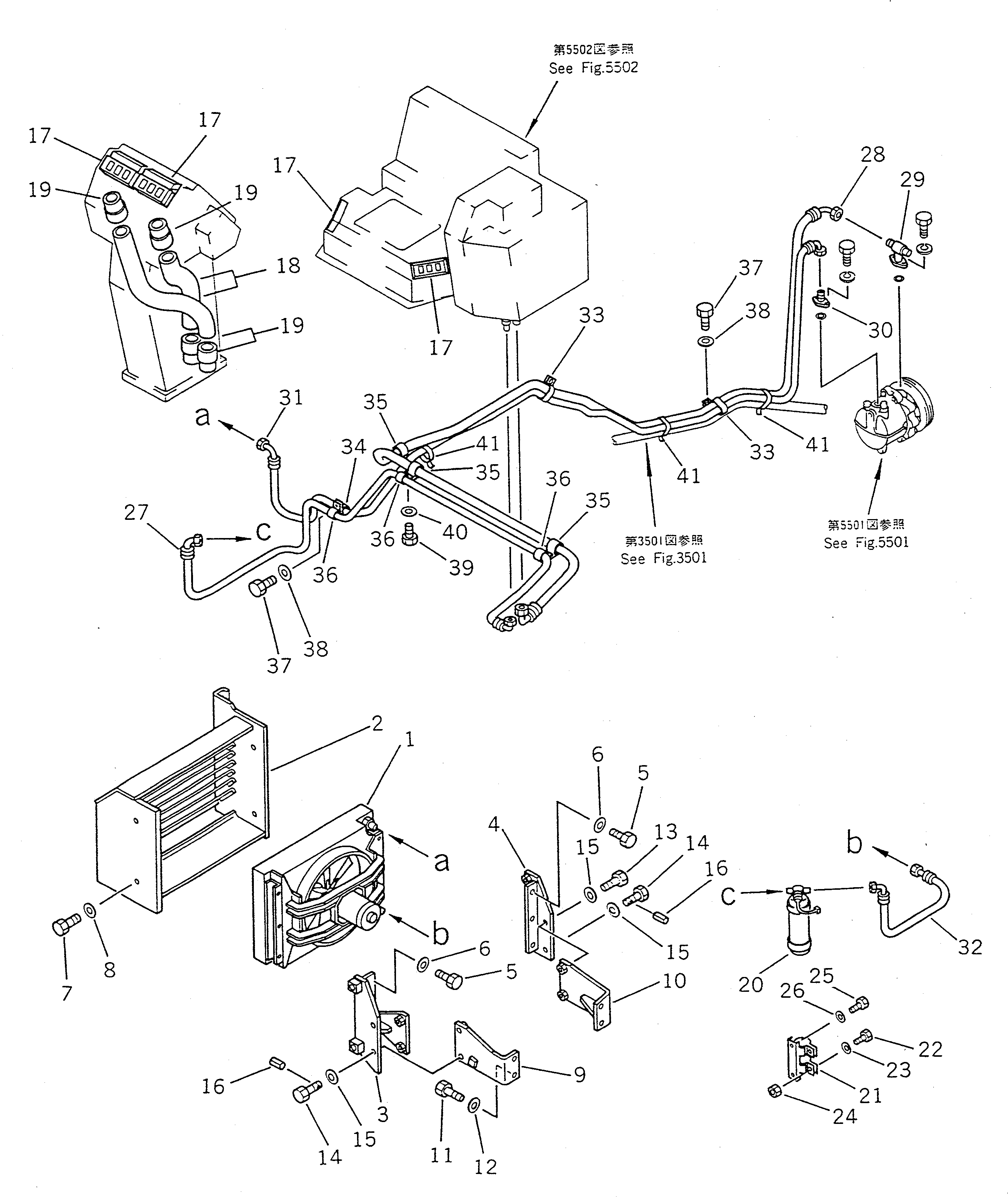 Wheel Loaders Komatsu / WA450-1 S/N 10001-UP (Overseas Version)(wa450-1c) / AIR CONDITIONER PIPING (DAIKIN) (3/3)(#10001-11016)(150740 : 5503)