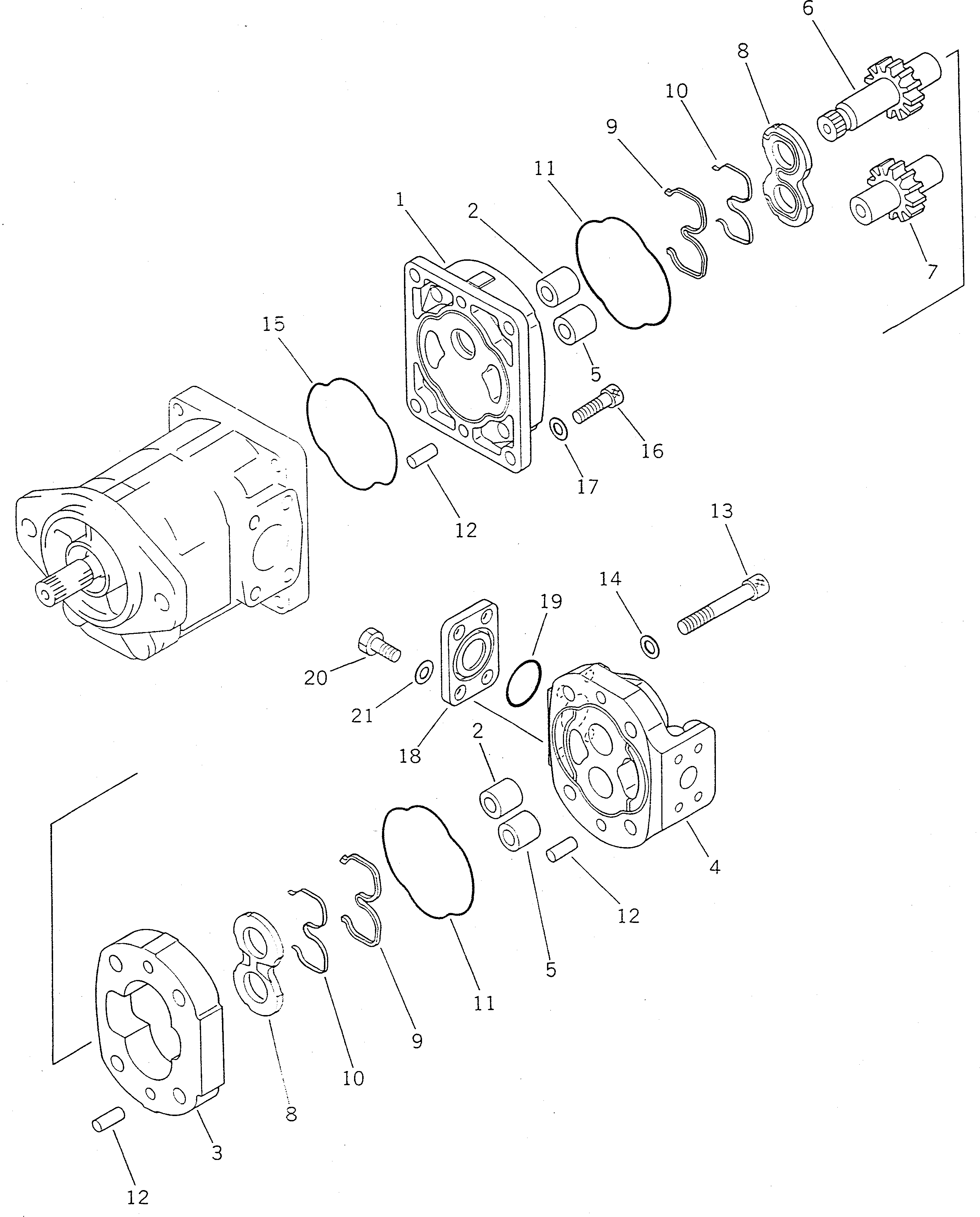 Wheel Loaders Komatsu / WA450-1 S/N 10001-UP (Overseas Version)(wa450-1c) / HYDRAULIC PUMP (2/2)(180030 : 6012)